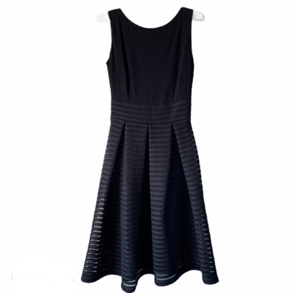 Black Dress with Striped Lace Skirt & Waistband